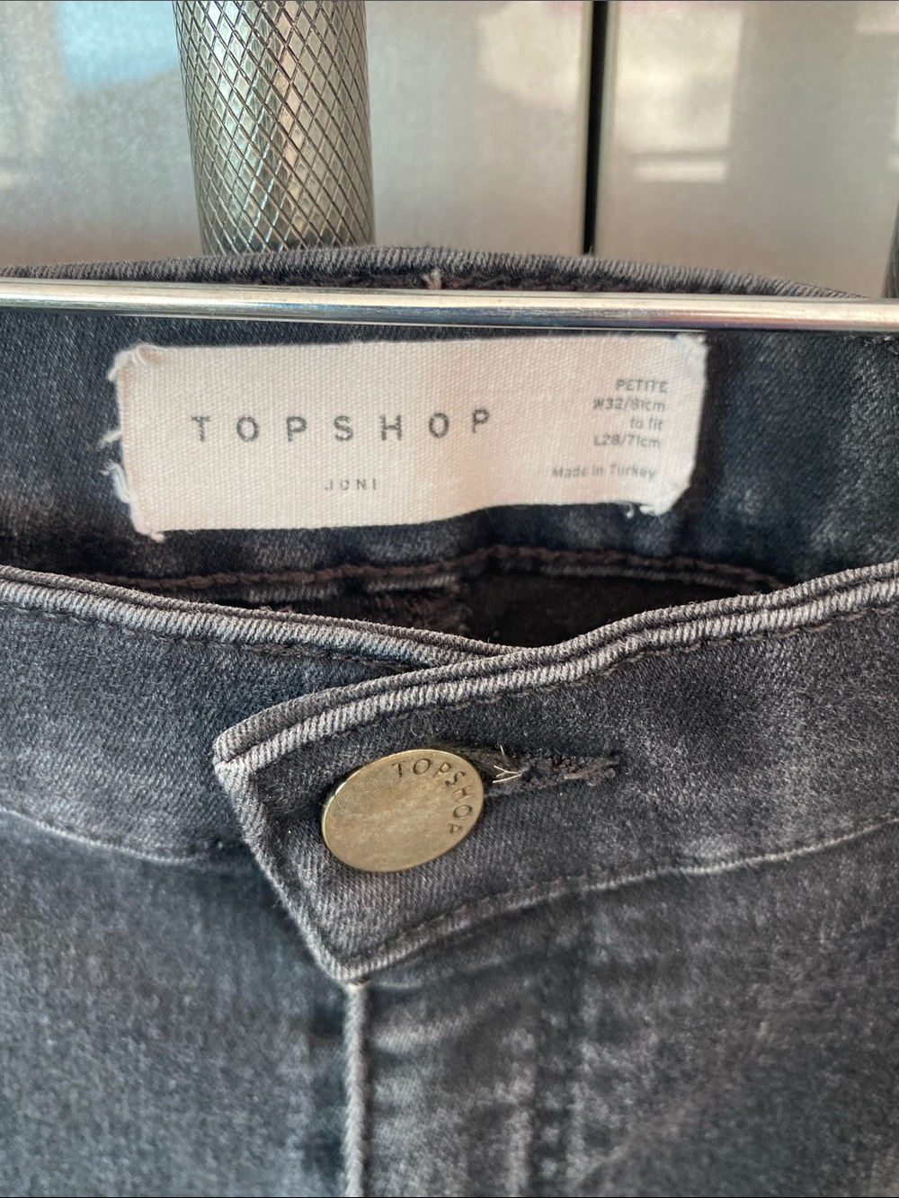 Topshop Women Skinny Jeans - Washed Charcoal Black size Petite 32 - Picture 2 of 3